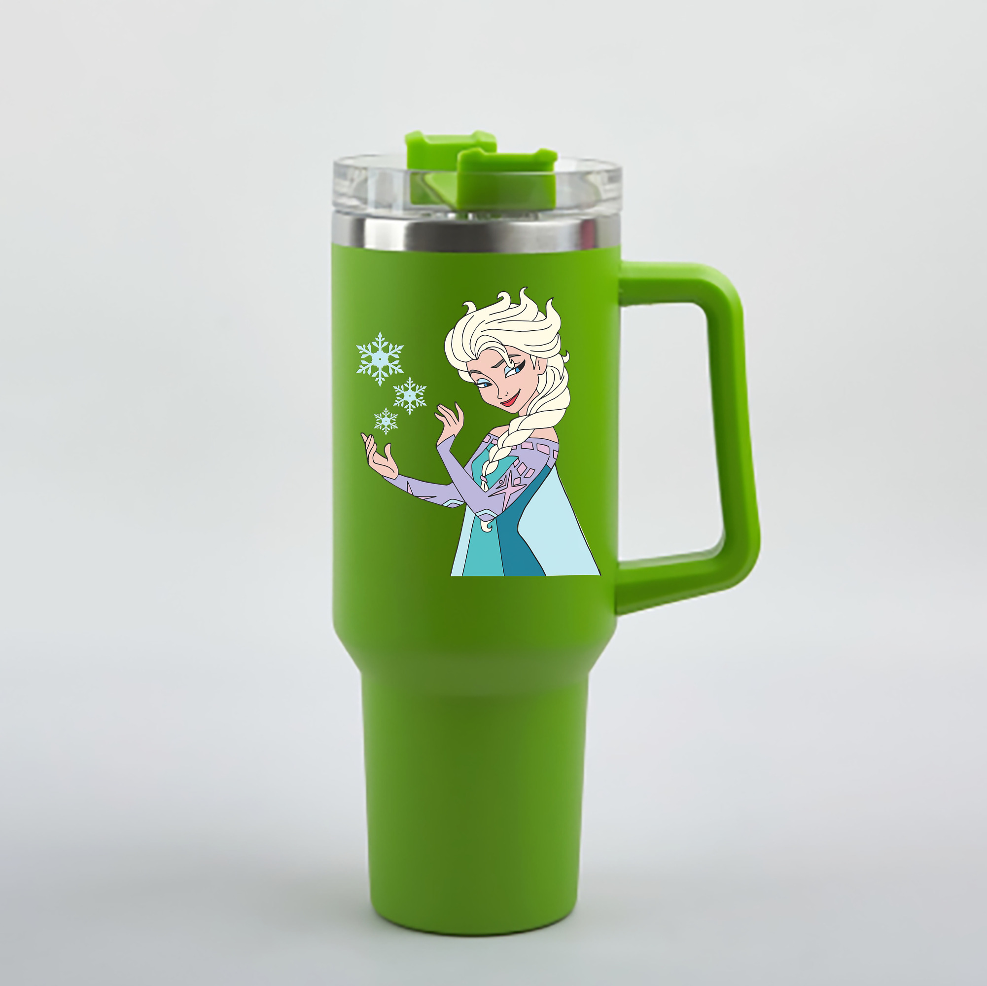 （画像用） アナと雪の女王 アンナ エルサ Frozen Anna Elsa 1200mL車用タンブラー - クリスタルステッカー（プラスチックストロー付き）
